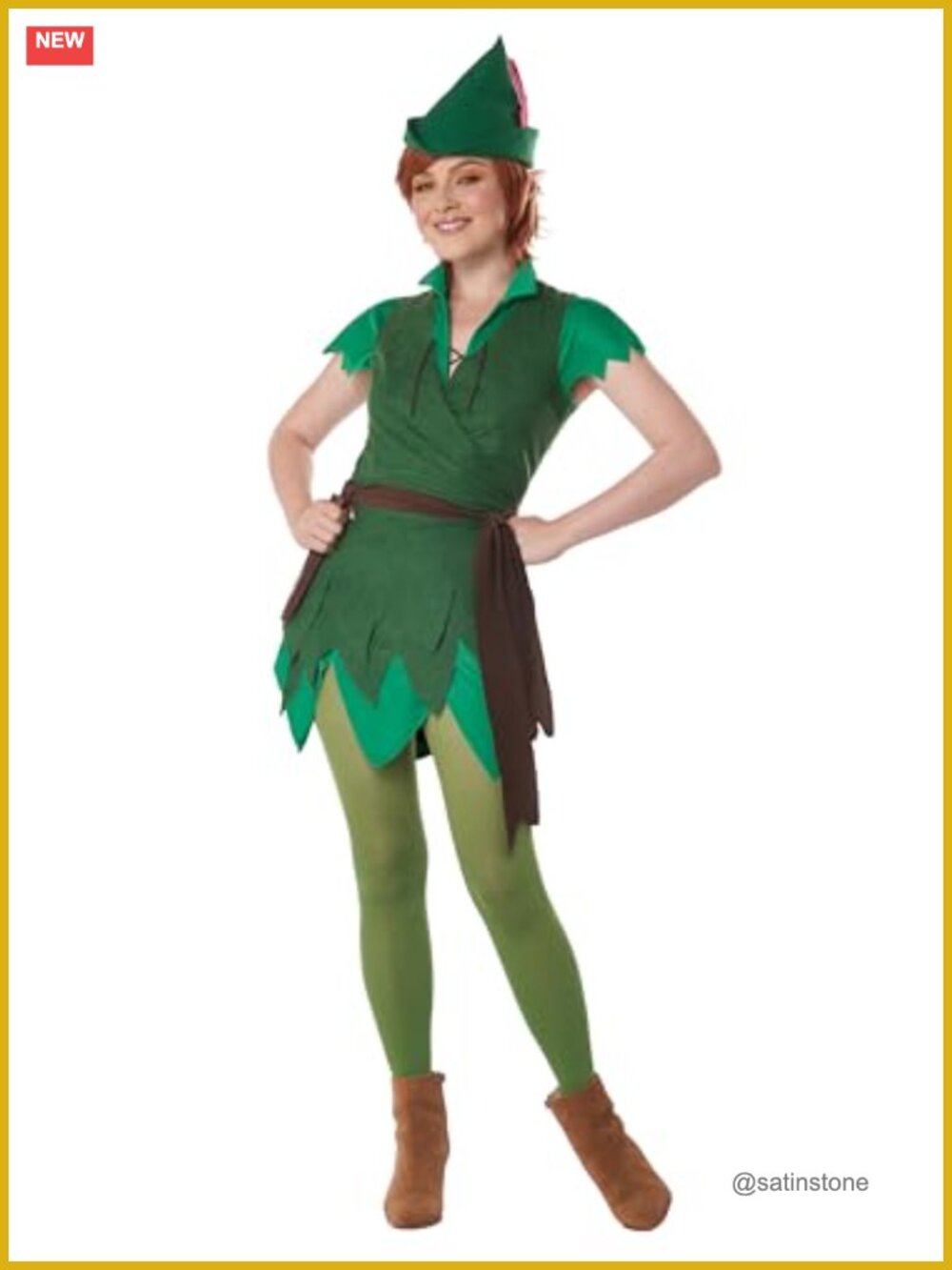 Women's Peter Pan Costume Large 10-12 Tunic Vest Hat Tights Fairy Tale